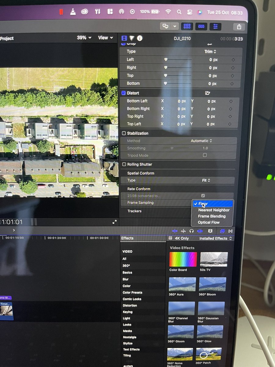 Studio50two's tweet photo. @clickclickjim If you drop your finished 24fps project into a 50fps timeline, select the footage and test out all of the ‘rate conform’ settings. I’d render them all and just see which one gives you the best result 👍🏾 https://t.co/vqB9sj4avV
