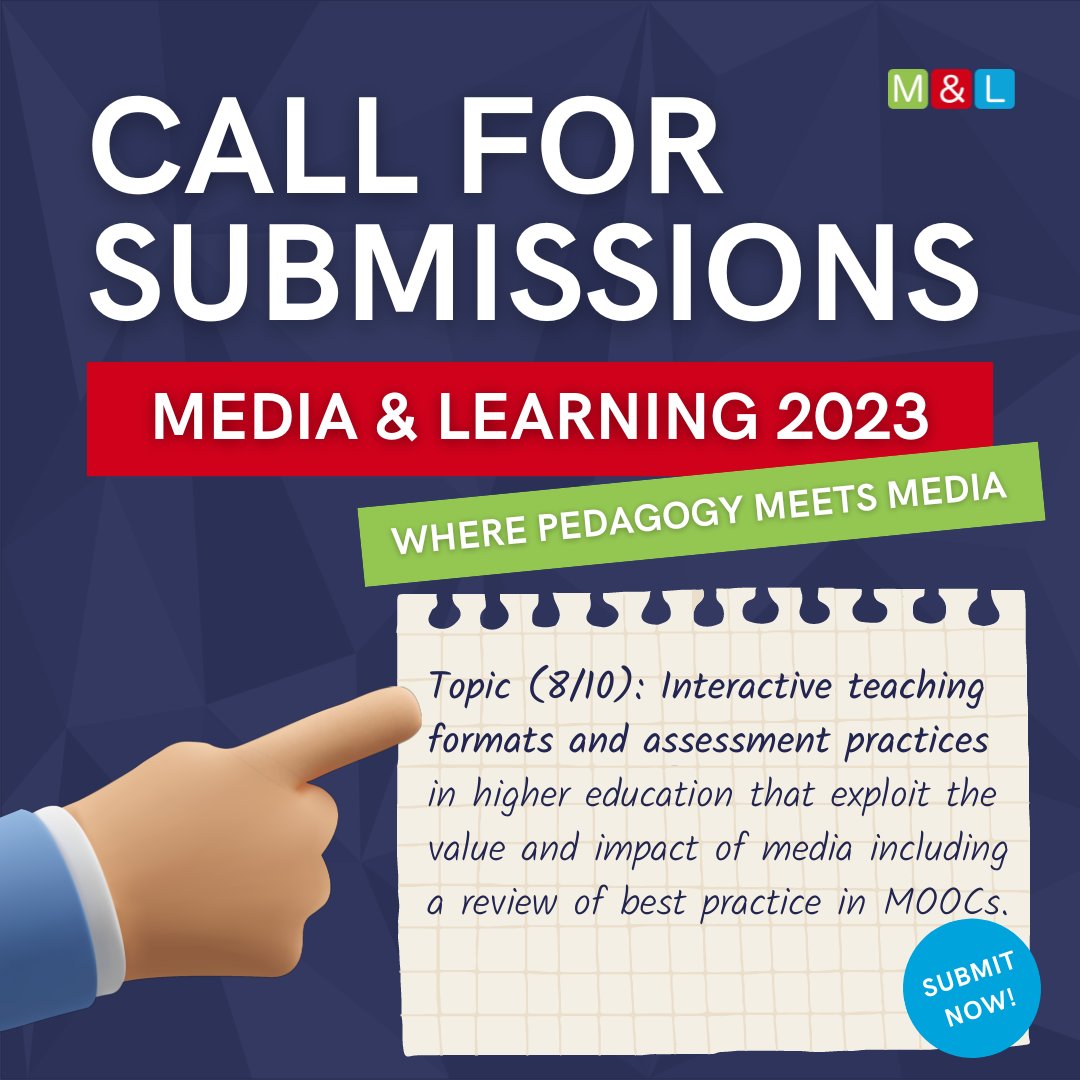 Deadline: Tuesday, 31 January 2023 For more information and to submit your proposal visit ➡️ media-and-learning.eu/type/associati… #MandL23 #HigherEd #EdTech @KULLearningLab @C4Innovation @Aunege @DCU @UniFAU @HeriotWattUni @oamk_ouas