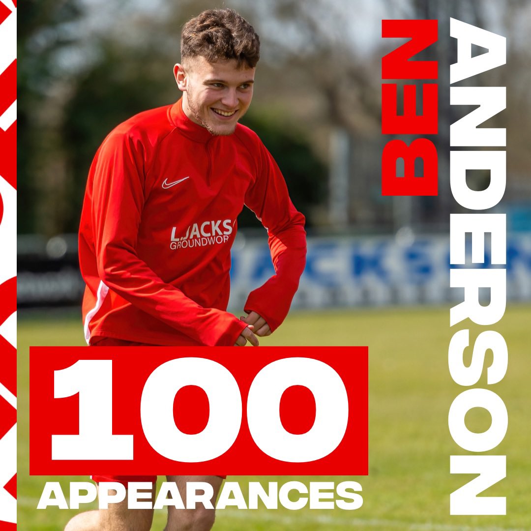 Horndean_FC's tweet image. 1️⃣0️⃣0️⃣ up for Anderson

Congratulations to @BenAnderson2003 who last night made his 100th appearance for the club!

#UpTheDeans