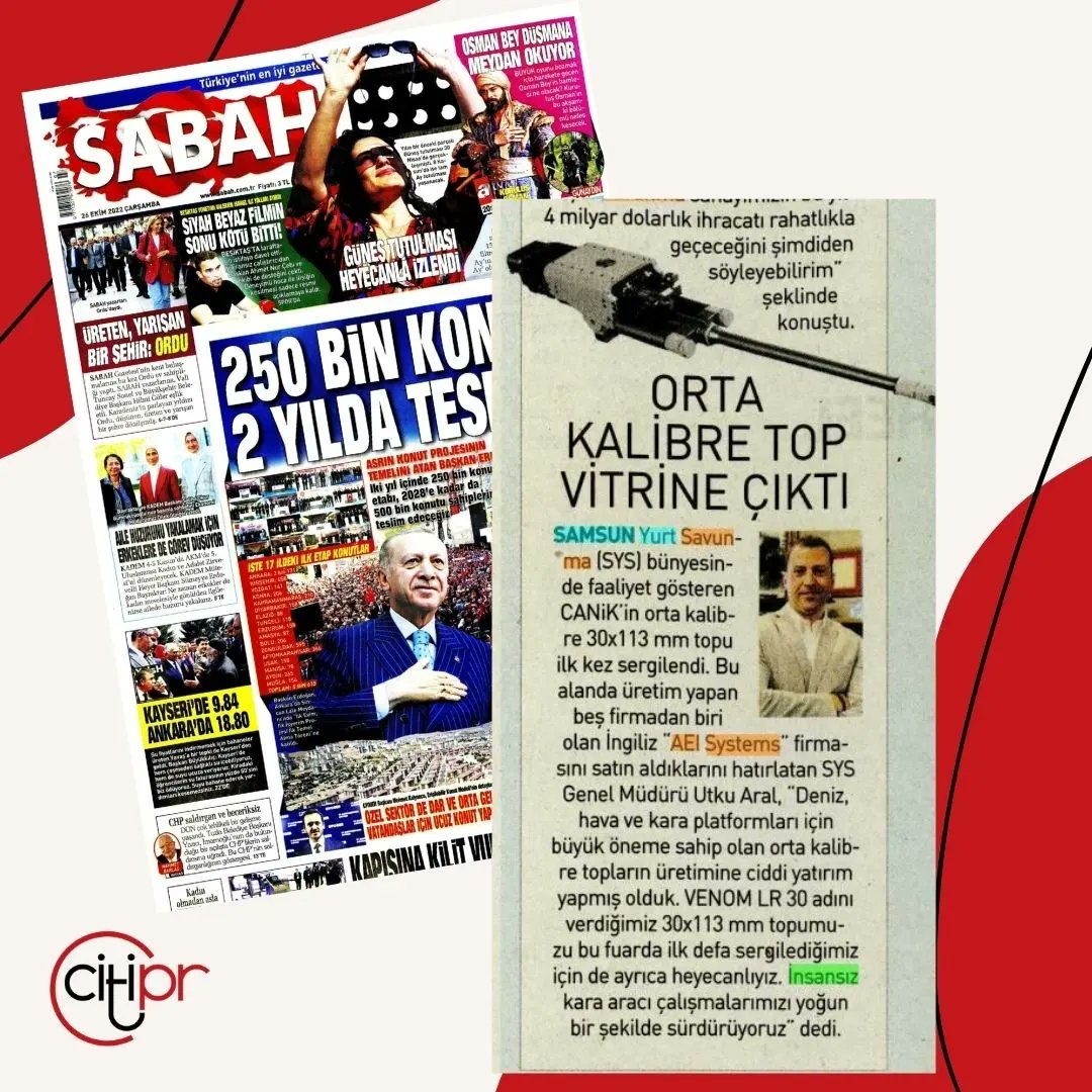 📌 26.10.2022

"CANiK, 30x113 mm topunu vitrine çıkardı" 👉🏼 @aksam

"Tam bağımsızlığa doğru" 👉🏼 <a href="/posta/">Govidela#</a>.com.tr

"CANiK debuts new cannon" 👉🏼 @dailysabah 

"Orta kalibre top vitrine çıktı" 👉🏼 <a href="/sabah/">Sabah</a>

CANiK ARMS <a href="/canikarms/">CANiK</a>