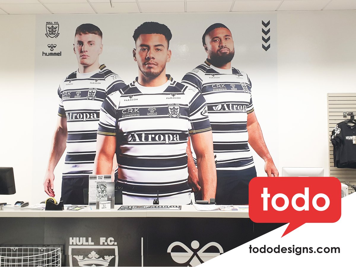 tododesign_'s tweet image. Hull FC Shop, wall graphics for new 2023 kit launch take a look 👀 #shopgraphics  #shopvinyl #shopwalls #shopideas #shopsigns #walls #wallart #wallgraphics #design #print #hull