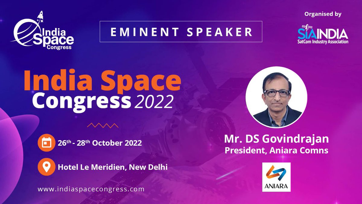 SIA_Ind's tweet photo. “No #technology can precede other technology rather it supplements it. In our case #Satellite supplements #IOT in providing services to the #remotest location.” - Mr D S Govindraja, President @ANIARASPACE
@space_congress @satcom_india #SIA_ISC22 #SpaceTech #space @chitrita https://t.co/SuTSsRF4Aj