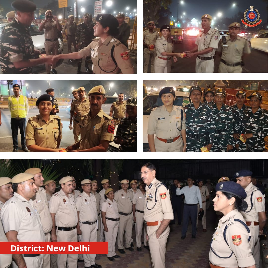 DCPNewDelhi's tweet photo. दिवाली पर्व पर 'एक सुरक्षित और खुशहाल दिवाली' के प्रति दिल्ली पुलिस की प्रतिबद्धता के क्रम में फील्ड में तैनात पुलिसकर्मियों के संग नई दिल्ली जिले के अधिकारियों ने दिवाली मनाई।

#DelhiPoliceUpdates https://t.co/s2Q2kRluxj