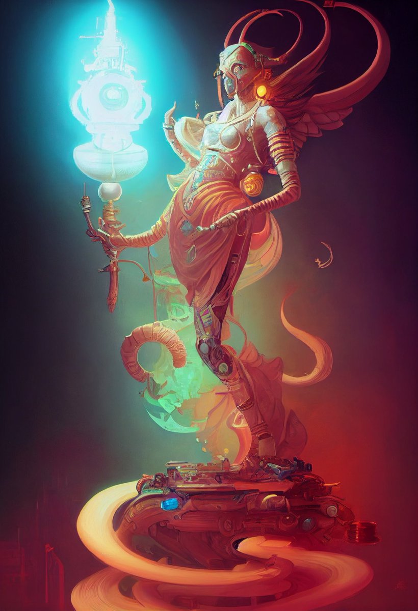 eoly23's tweet photo. Midjourney is pretty excellent for sci-fi illustration. I finally get to indulge in Zelazny’s God of Light with visuals. https://t.co/xSwohM8aVn