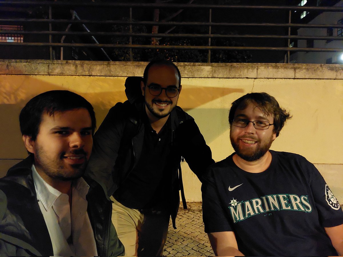 4 of my PhD students (<a href="/mcorreiagoncalo/">Gonçalo</a> <a href="/tsvetomila/">tsvetomila toneva</a> @bpopuw Pedro Martins) graduated in the last 4 months! Here's a spontaneous picture of 3 of them celebrating Pedro’s defense yesterday. I am so fortunate to work with such an amazing team!! <a href="/deep_spin/">DeepSPIN</a> <a href="/istecnico/">Instituto Superior Técnico</a>