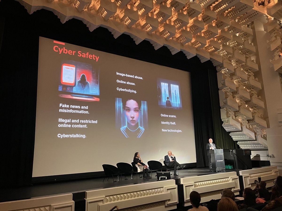 ef_morton's tweet photo. Matt Warren on protecting society. This is a key issue we are facing looking forward. How can we build safety into online systems and apps? Through D3 joint initiative, the journey is around “safety by design”. Keep an eye out for education offerings… #RMIT #Digital3 https://t.co/UhFCpmKJlu