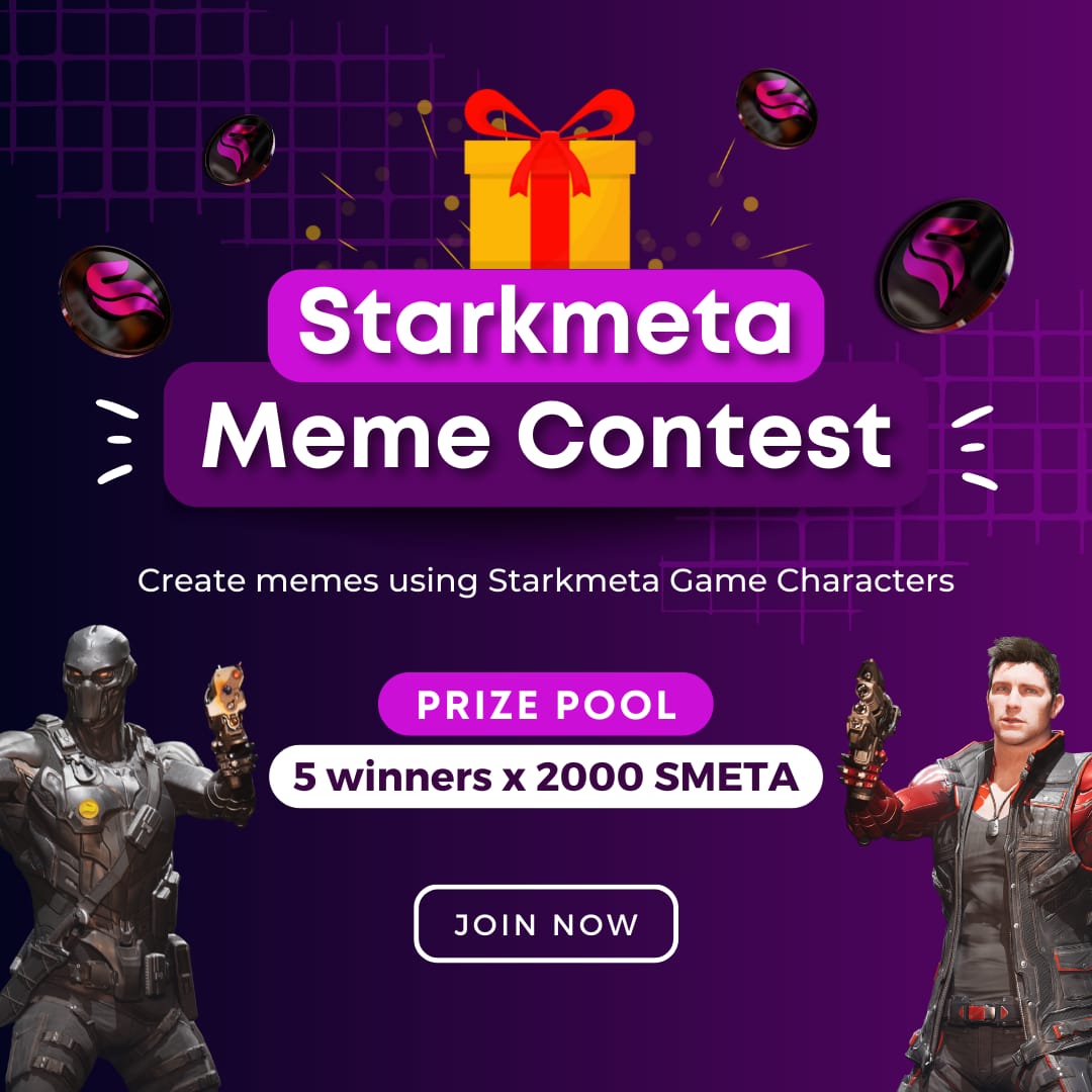 #Starkmeta meme contest is here!

⭐️Create memes using StarkMeta game characters and win rewards!

⭐️Follow <a href="/StarkMeta_Games/">Stark_Meta</a> and Rt

End date - 1st Nov 2022

Join now!

#Giveaway #MEMES