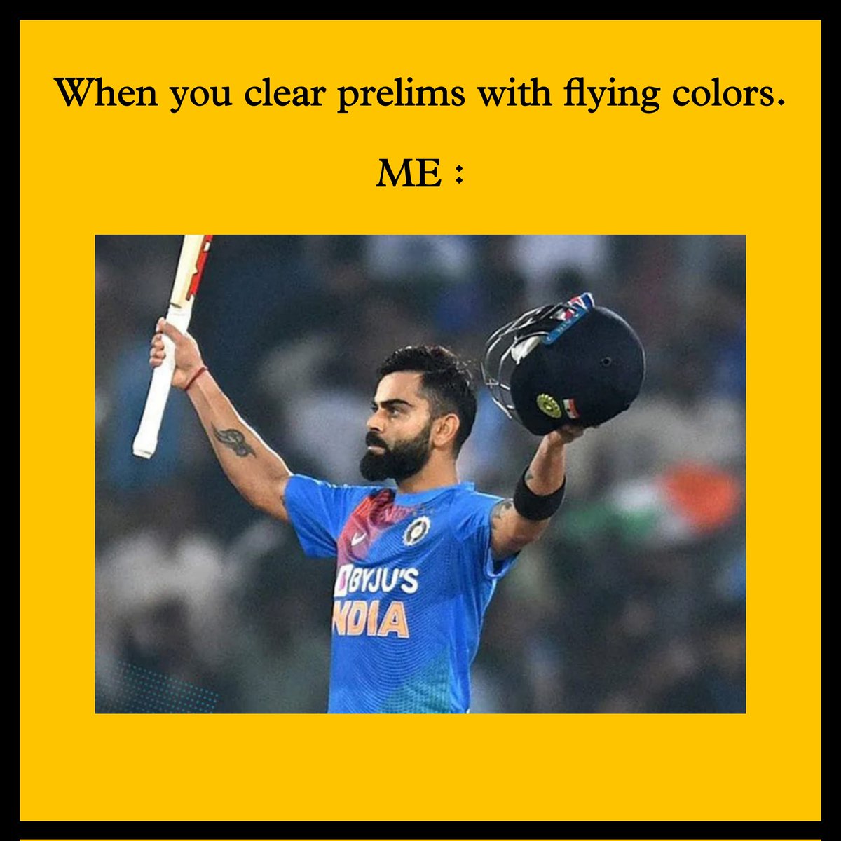 prep_aud's tweet photo. When you clear prelims with flying colors😍
#prepaud 
Follow @prep_aud for more such memes. 

#upsc #upscmotivation #inspiration #currentaffairs #visionias #ias #ips #upscknowledge #generalknowledge #WhatsAppDown #upscfacts #upscprelim #mainsexam #memes #ViratKohli #India https://t.co/elkXBni5iD