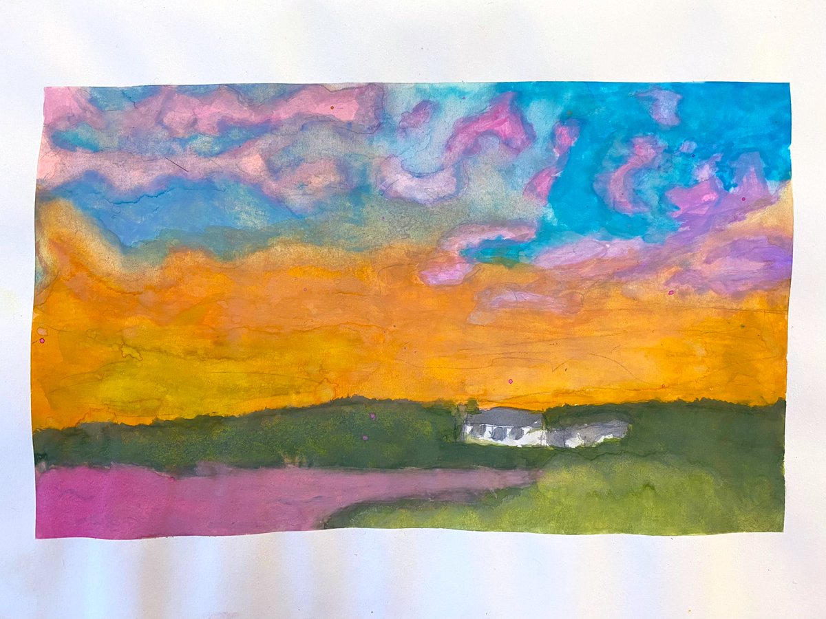 design_ehs's tweet image. Beautiful landscapes by our S1 students in @design_ehs being finished this week. Well done to Heidi, Leo, Daisy and Bonnie. Lovely atmospheric work 😍🤩