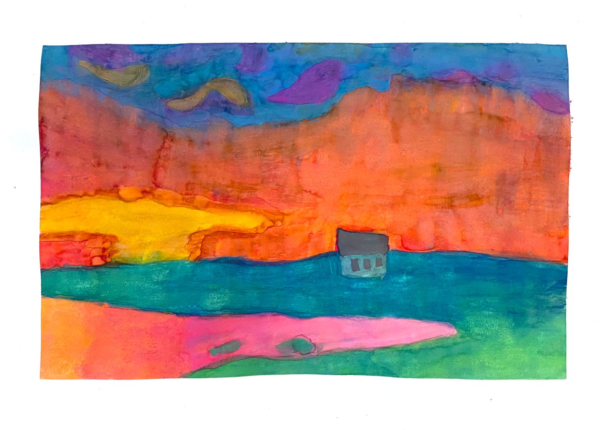 design_ehs's tweet image. Beautiful landscapes by our S1 students in @design_ehs being finished this week. Well done to Heidi, Leo, Daisy and Bonnie. Lovely atmospheric work 😍🤩