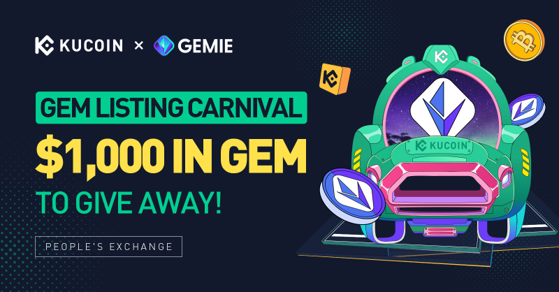 kucoincom's tweet photo. To celebrate the @gemie_official listing on #KuCoin, we are giving away $1,000 in GEM! 🎉🎉🎉

Complete all the tasks to be one of the 20 lucky winners to receive $50 GEM each 🚀🚀🚀