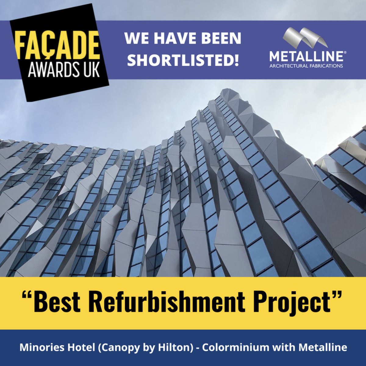 MetallineUK's tweet image. We have been shortlisted for the “Best refurbishment project” at this years @FacadeAwards UK!

Find out more about the shortlisted project here - metalline.co.uk/project/minori…

#FacadeAwards #RainscreenSystem #RainscreenCladding #AluminiumCladding