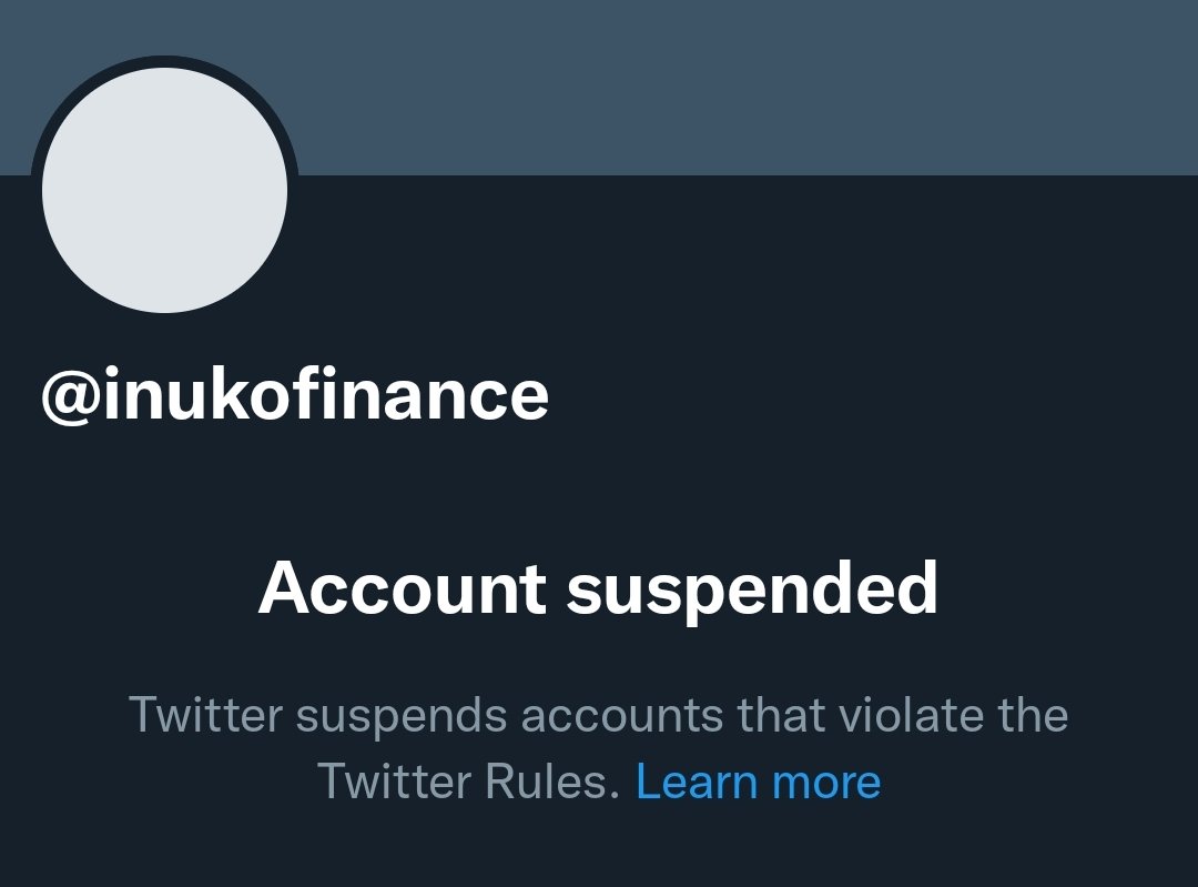 InukoCoin's tweet photo. The #InukoFinance account was suspended by Twitter for illegal activity.

#Inuko #InukoCoin $INUKO https://t.co/6bgjJbgMZQ