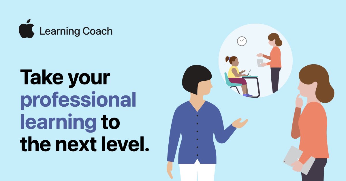 RonitShapiro's tweet photo. Coaches, apply now for free professional learning and
certification as an Apple Learning Coach. Discover how
you can help teachers transform lessons and inspire
students with Apple technology. https://t.co/RBmgVxLpam https://t.co/Jljj5diaKe