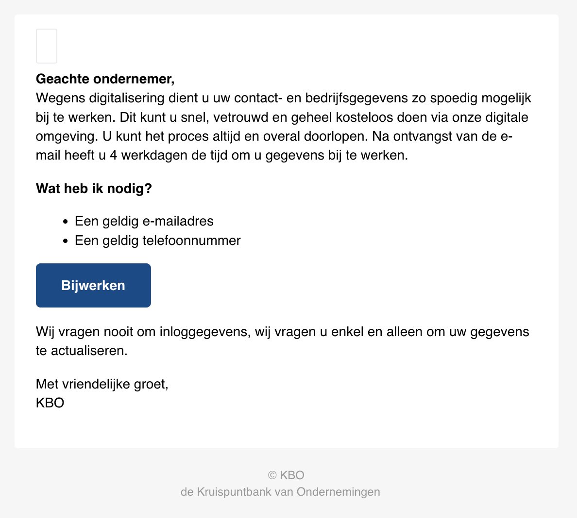 joggink's tweet photo. Phishing mailtje van ‘noreply@kbo.be’… ￼ https://t.co/kyZkEVsFra