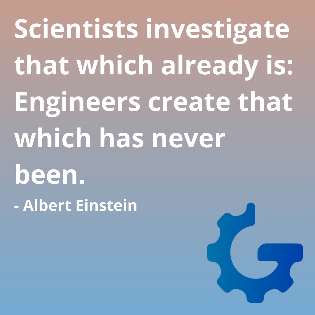 GigEngineer's tweet photo. "Scientists investigate that which already is: Engineers create that which has never been."
#GigEngineer #engineers #engineering #engineer https://t.co/7fOMZNbUpR