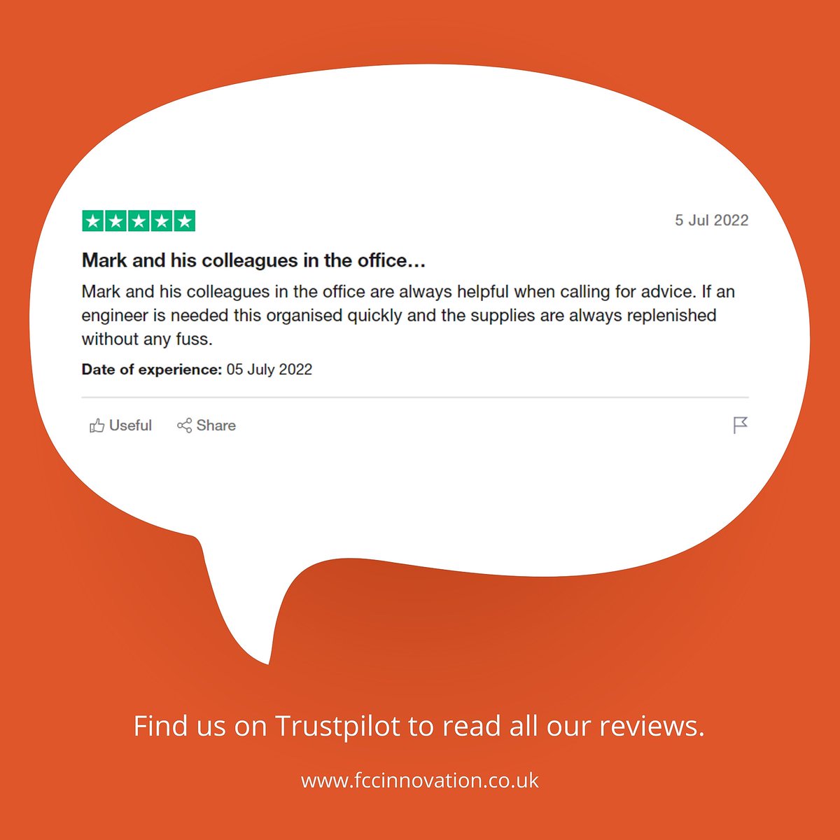 FccInnovation's tweet photo. We provide an excellent service, but don't just take our word for it, read what our customers have to say about us on Trustpilot. 

#OfficePrinting #OfficePrint #IntelligentOffice #MultifunctionPrinters #MPS #CustomerReview https://t.co/J2PJkNalb3