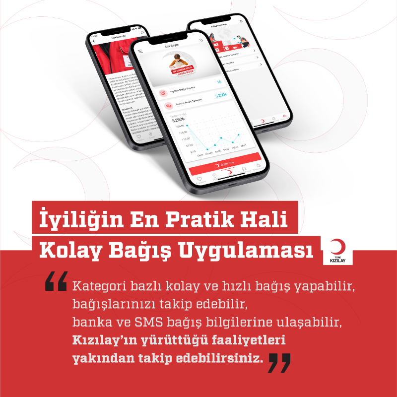 Kizilay's tweet photo. İyilik artık telefonunda! 📱

Uygulamamızı hemen indirebilir, istediğiniz bağış türünü seçerek birkaç aşamada iyiliklere imza atabilirsiniz. #SensizOlmaz