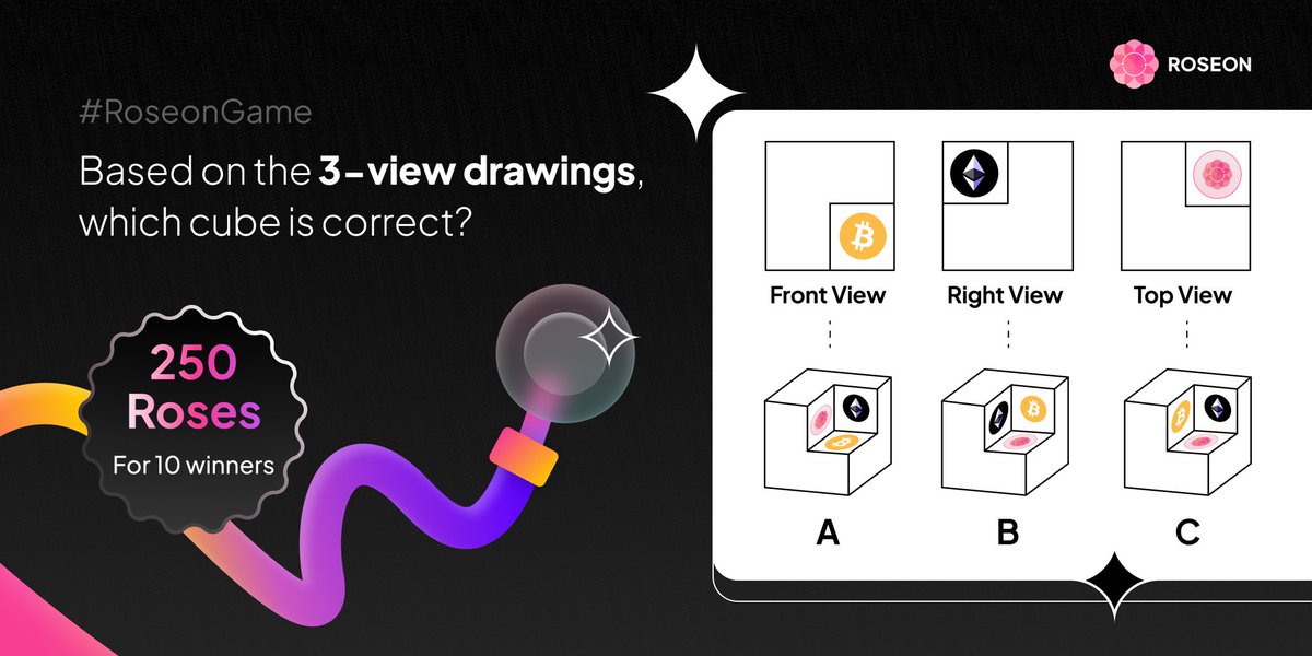🤔 Are you good at orthographic drawing? View🧐 and imagine💭 Which cube are you seeing right now 👀? Reward:💸🌹250 Roses shared by 10 winners 🏆 ✅ Follow @RoseonWorld @RoseonGaming ✅ RT and tag 3 friends 👇 Comment your answer below 📅 Deadline: October 29th 12:00PM UTC