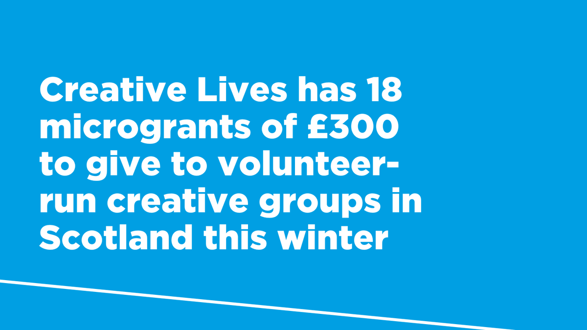Keep On Creating in your community with @CreativeLivesCL 🥳 Thanks to the @SCHAlliance's Pockets & Prospects programme, these microgrants are open to volunteer-run, creative groups in Scotland where participants might be facing additional challenges. creative-lives.org/keep-on-creati…
