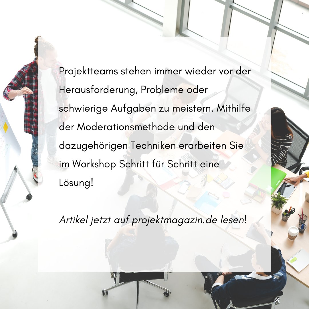 projektmagazin's tweet photo. Mach dich fit für deinen nächsten #Workshop in der Gruppe! Mit der #Moderationsmethode findest du mit deinem Team Lösungen für jede Situation.💡🙌
https://t.co/ltNFEo6vt9
Bild: Chaay_tee, stockadobe
#problemlösung #projektmagazin https://t.co/MapR11QZxk