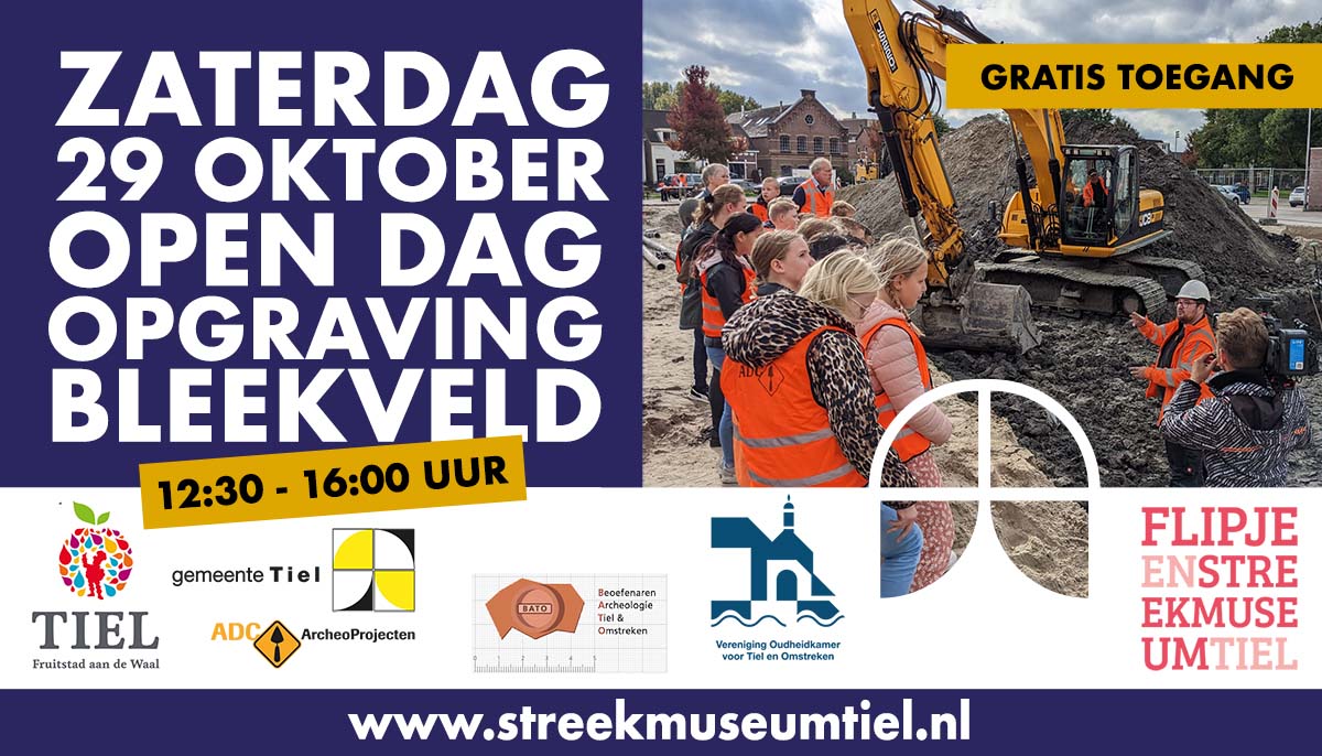 Flipjemuseum's tweet photo. Kom je zaterdag naar de Open Dag van de Opgraving #Bleekveld? Er zijn leuke activiteiten én je kunt met eigen ogen de opgravingen zien. Zaterdag 29 oktober van 12:30 - 16:00 uur ben je welkom op het Bleekveld en in @ZinderTiel!
https://t.co/gdzEH55XsE
#flipje #streekmuseum #tiel https://t.co/UzkQsDsSY9