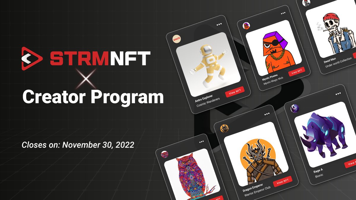 AngryMonkyNFT's tweet photo. Show & monetize your art with @STRMNFT!
The #STRMNFTCreatorProgram helps creators & artists launch their #NFTcollections on #STRMNFT with a wide array of exclusive benefits.
If you wish to share your art, apply for the program through this form: https://t.co/MK1D0EhDys
#NFTs https://t.co/5w8JpEL8ez