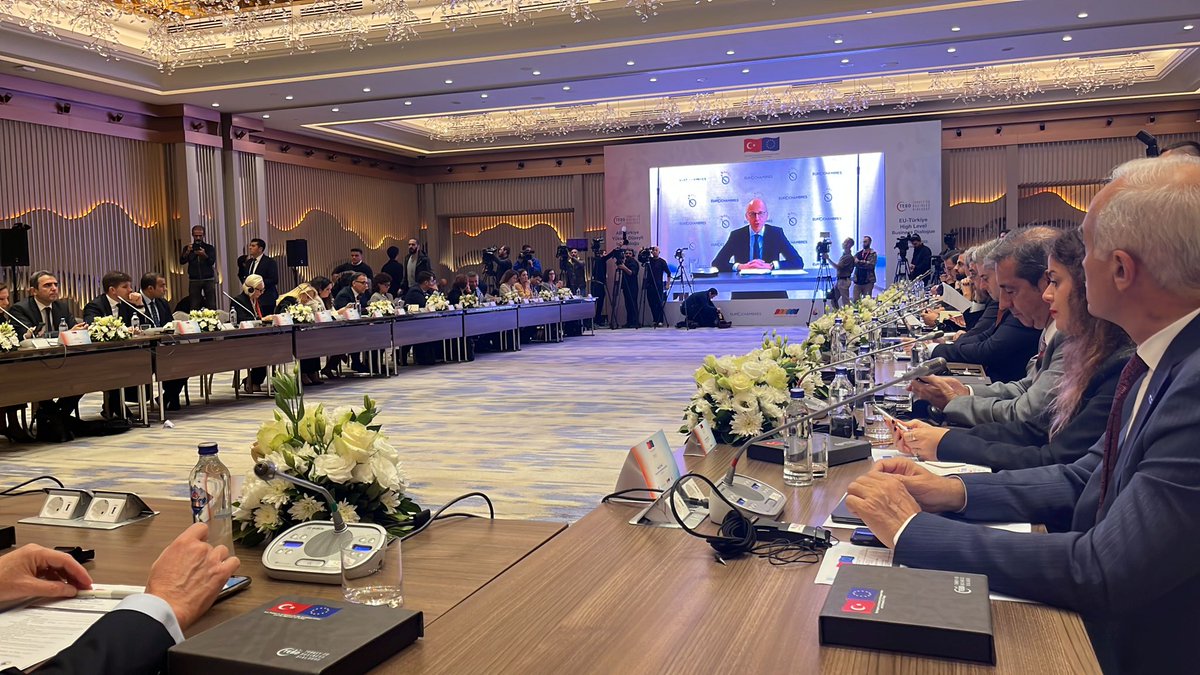 Our President @LucFrieden underlined the importance of economic cooperation to peace, prosperity and stability, as well as the crucial role of chambers in enhancing 🇪🇺🇹🇷 trade relations at today’s EU-Türkiye High Level Business Dialogue.