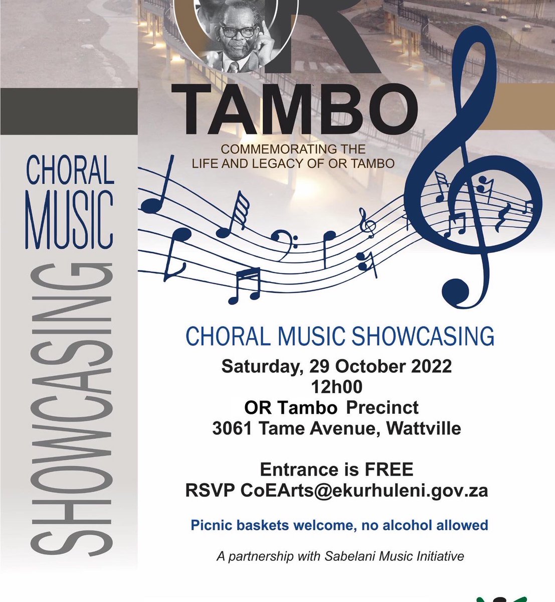 DubePaschal's tweet photo. City of Ekurhuleni SRAC, OR Tambo Music Showcasing Concert @ 

OR Tambo Precinct in Wattville 
Saturday, 29 October 2022
From: 11h30
Entrance is FREE 

Performances by Ekurhuleni Choirs from all Regions with Soloist: Nokukhanya Dlamini Mphephu and Lucky Sibande!!! https://t.co/DEVFlkzTv8