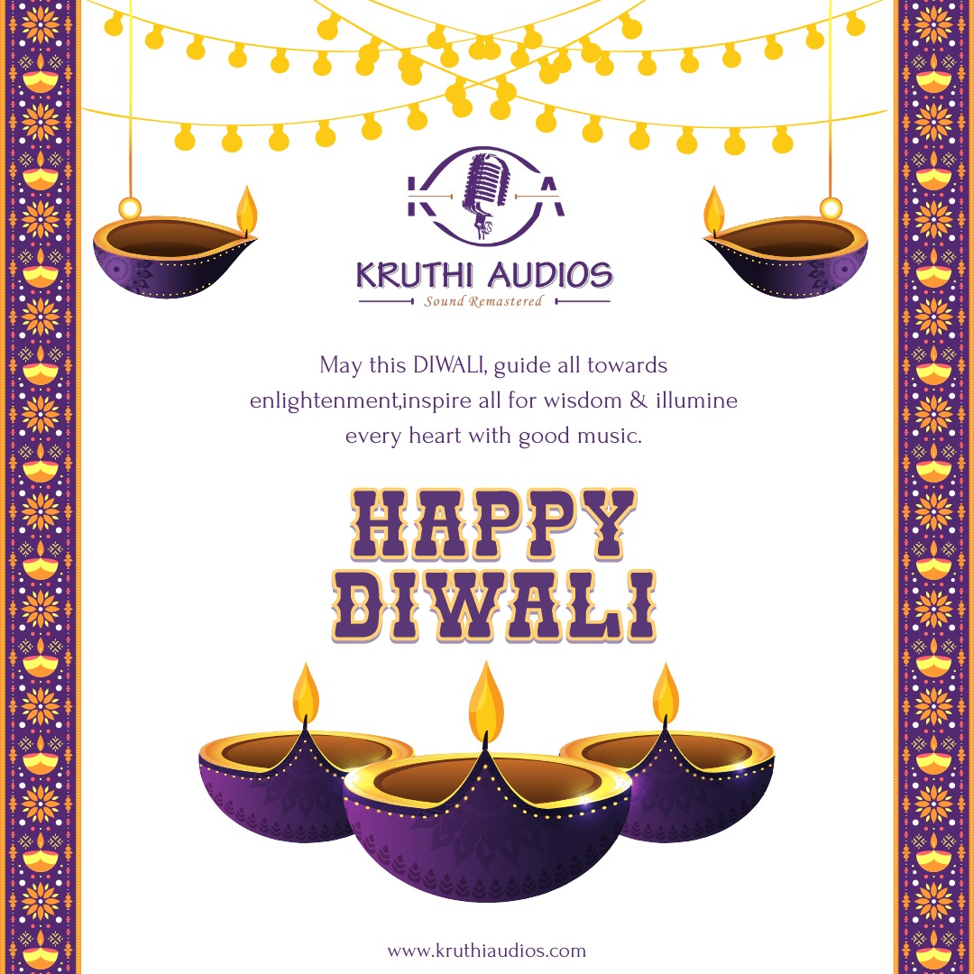 May this DIWALI, guide all towards enlightenment, inspire all for wisdom & illumine every heart with good music. Happy Diwali!
#happydiwali2022 #Diwali2022 #festivaloflights #festivevibes2022 #recordingstudio #musicproduction #musicmixing #KruthiAudios