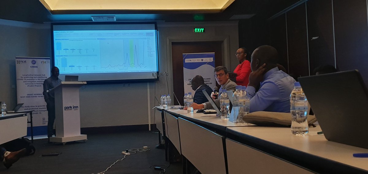 laisdar's tweet photo. #happeningnow @parkinn 24 Oct. 22:A Dissemination Research Workshop: A key theme is Longitudinal datasets hub for predicting and monitoring Covid-19 evolution in the community and mitigation measures outcomes in Rwanda. @RBCRwanda, @ScienceTechRw , @UCmhs, @Uni_Rwanda, @IDRC_CRDI https://t.co/P2FgQVxxBb