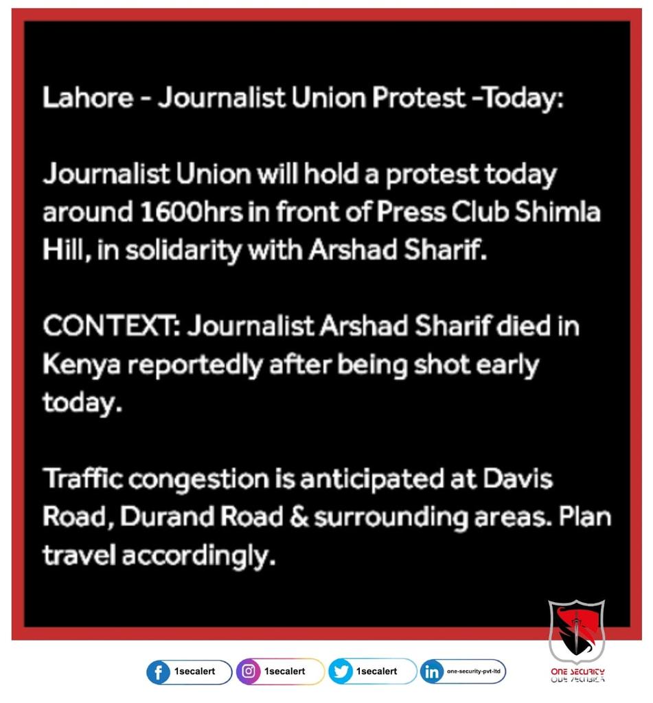 1secalert's tweet photo. Protest announced by Journalist union in #Lahore traffic disruptions expected https://t.co/Uo2NImIAQ9