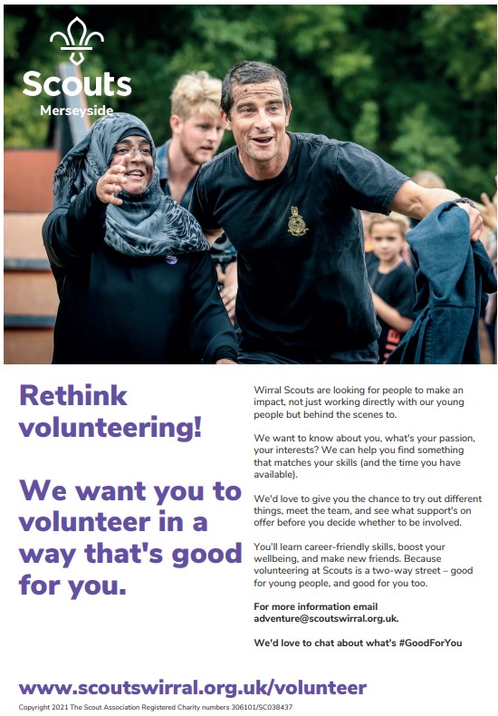 KarenC_Scouts's tweet photo. Let's rethink volunteering! Your local Wirral Scout group need you. What you don't know yet is how much you need them.... https://t.co/2CZGvscLnM