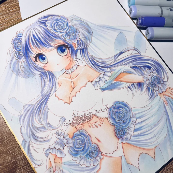 wipオリジナルの子を塗り進めてます#コピック #アナログイラスト 