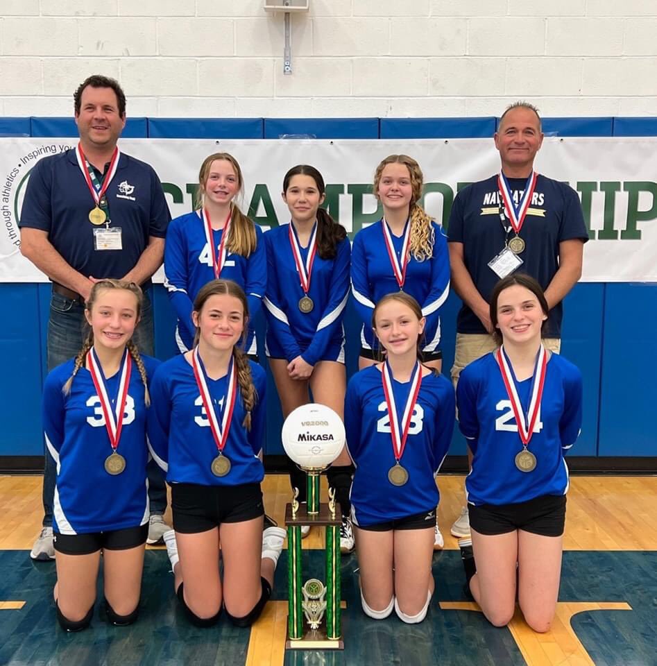SFX_Medina's tweet photo. Our amazing Navigator 8th-grade volleyball team won the CYO championship!🏆🏆🏆
The match was played at Ursuline College and the girls dominated St. Joan of Arc, securing the win in just two sets!💙🏐💛
Diocese of Cleveland - Catholic Schools
#NavigatorNation
#NavigatorWay https://t.co/R0CiEzd5ls