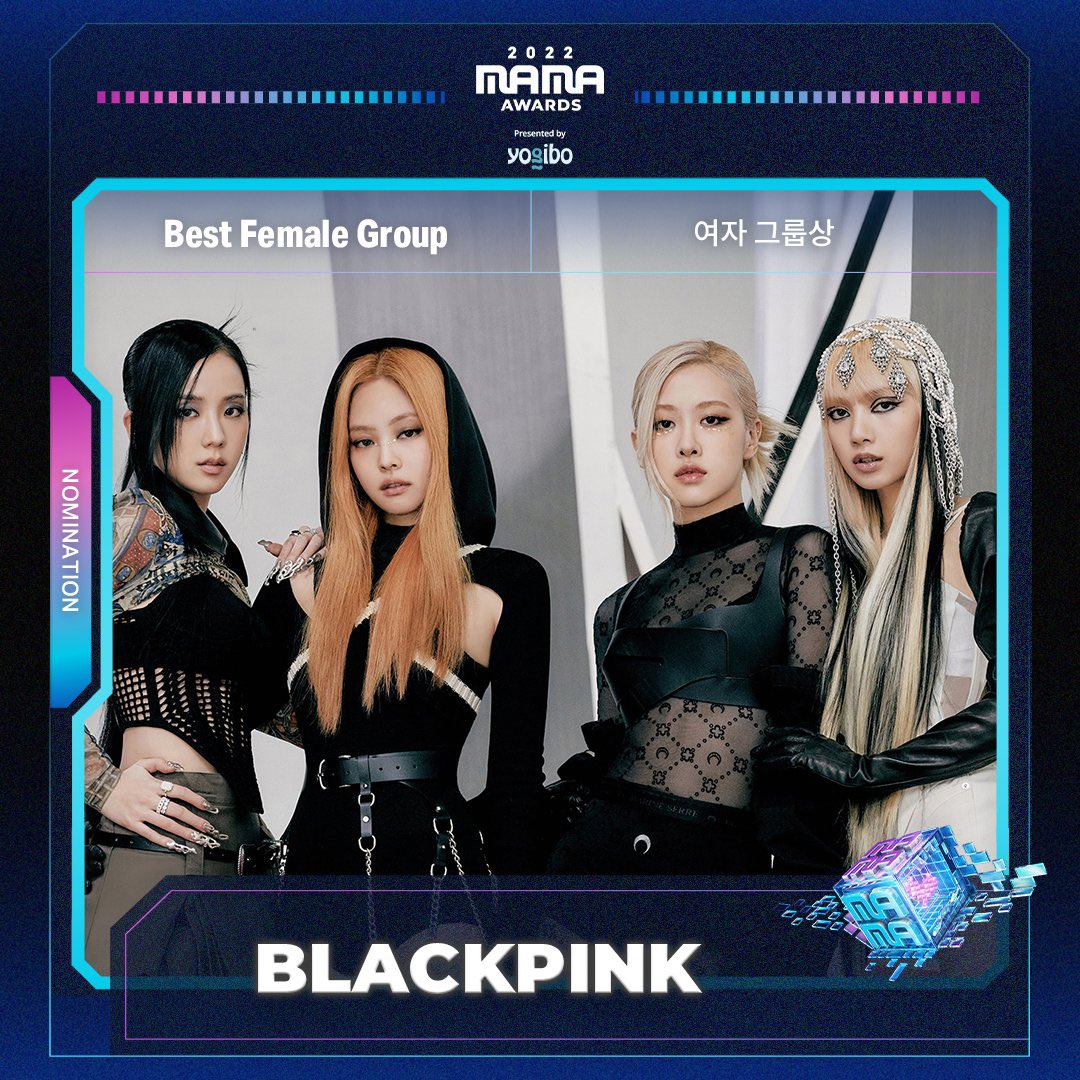 BBU_USA's tweet photo. #BLACKPINK nomination at the 2022 MAMA AWARDS sa far:

- Best Female Group
- Best Dance Performance - Female Group
- Worldwide Fans’ Choice 

VOTE BLACKPINKonMAMA 
#2022MAMA @BLACKPINK https://t.co/9DhJqK6p2X