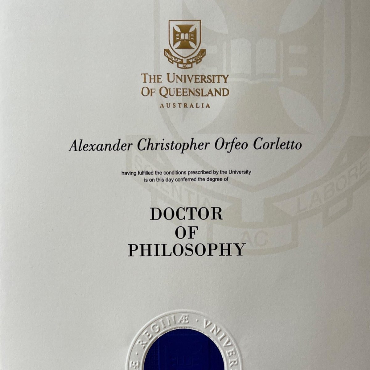 Alexander Corletto - Nanotechnologist (@alexcorletto) on Twitter photo I finally received this after starting my PhD journey 4 years ago and submitting my thesis over a year ago.
Thank you to all who made this possible, especially my supervisor/research group, family, friends, and partner.
Here's to the next part of my research journey!
<a href="/AIBNatUQ/">AIBN Research</a> I finally received this after starting my PhD journey 4 years ago and submitting my thesis over a year ago.
Thank you to all who made this possible, especially my supervisor/research group, family, friends, and partner.
Here's to the next part of my research journey!
<a href="/AIBNatUQ/">AIBN Research</a>