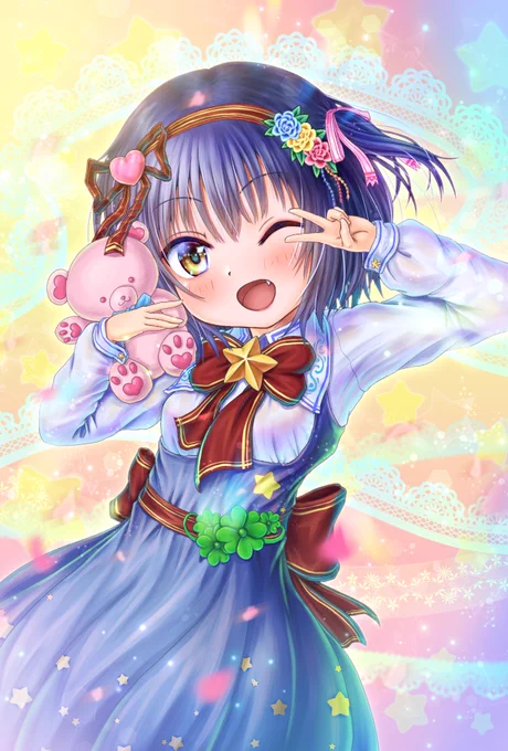 ぶいっ! 旧アカでうpしたマヤ誕の微修正版にゃり  頭にケモミミないと違和感を覚える体質に……w  #ご注文はうさぎですか #条河麻耶 #イラスト #gochiusa
