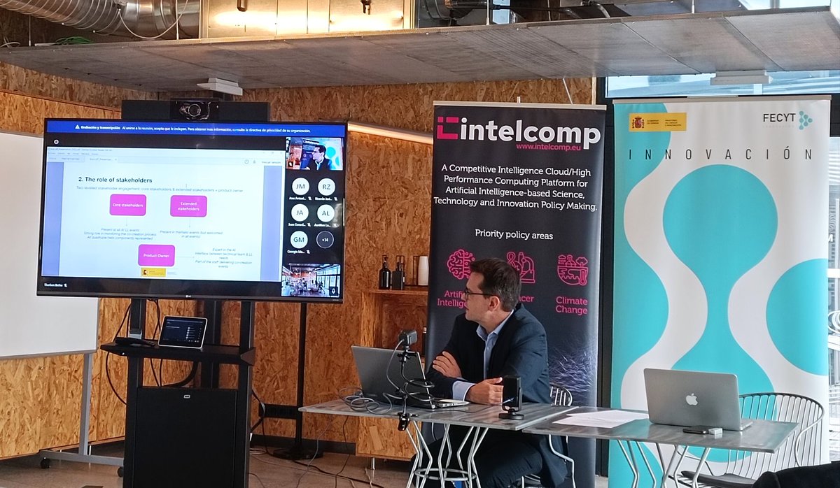 IntelComp_H2020's tweet photo. Stakeholders are the main actors of #IntelComp Living Labs. David Gago, the AI LL Coordinator, has emphasized their huge importance in the development of the tools. Also, He has explained the #AI Living Lab use case and the next steps.
#stakeholders #ArtificialInteligence
#H2020 https://t.co/HTubsa06l7