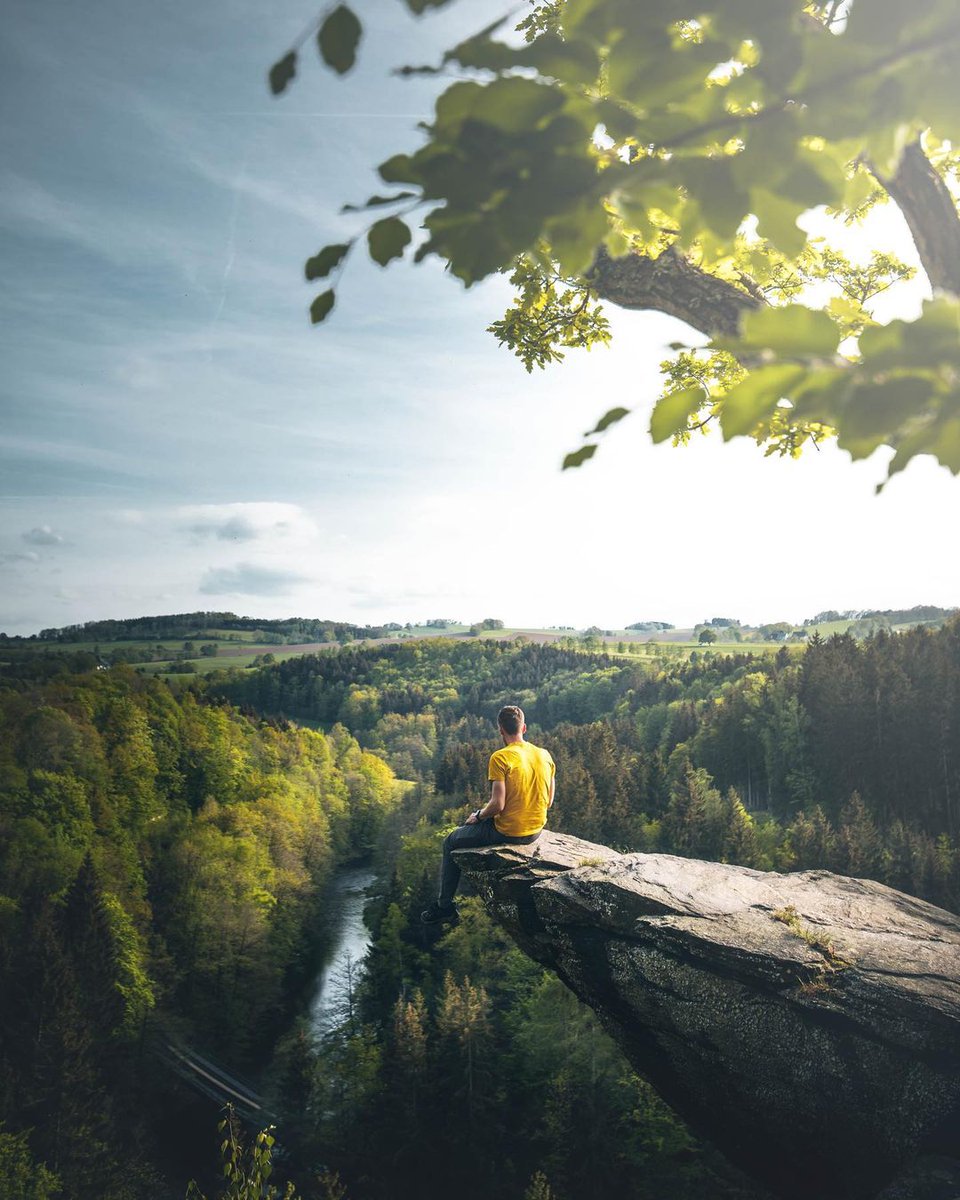 This is what a first row seat in the #OreMountains looks like 🙂And even if you're less daring (like us!) there are great views all round without being quite as close to the edge ... #culturalheartofgermany #saxony #greatoutdoors