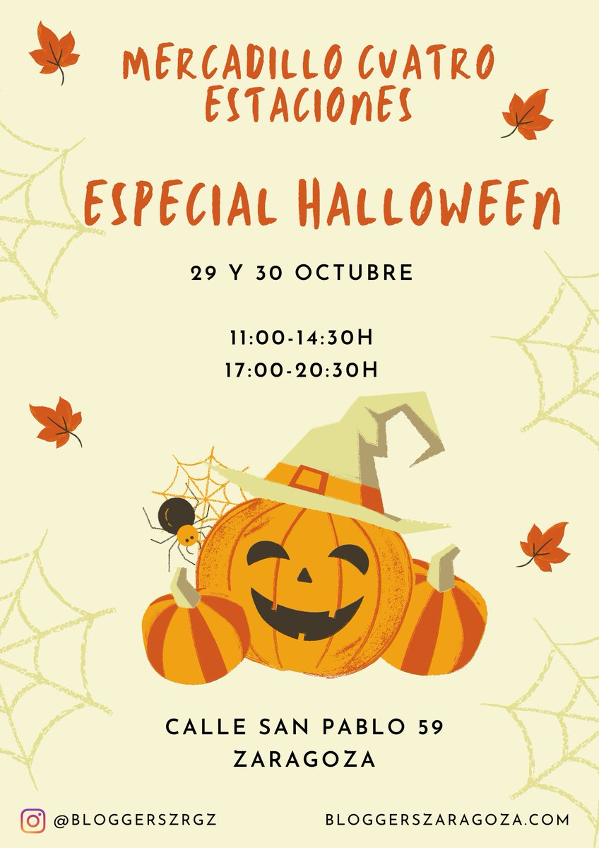 CopeZaragoza's tweet photo. 🎃 No te pierdas el próximo fin de semana la edición especial Halloween del Mercadillo Cuatro Estaciones. Habrá artesanía, agroalimentación, actividades infantiles, música, libros o iniciativas solidarias de la mano de @Gardeniers1, @somosatades, @Estelar_prem y @animalsoulrescu. https://t.co/orO3V9Ndkf