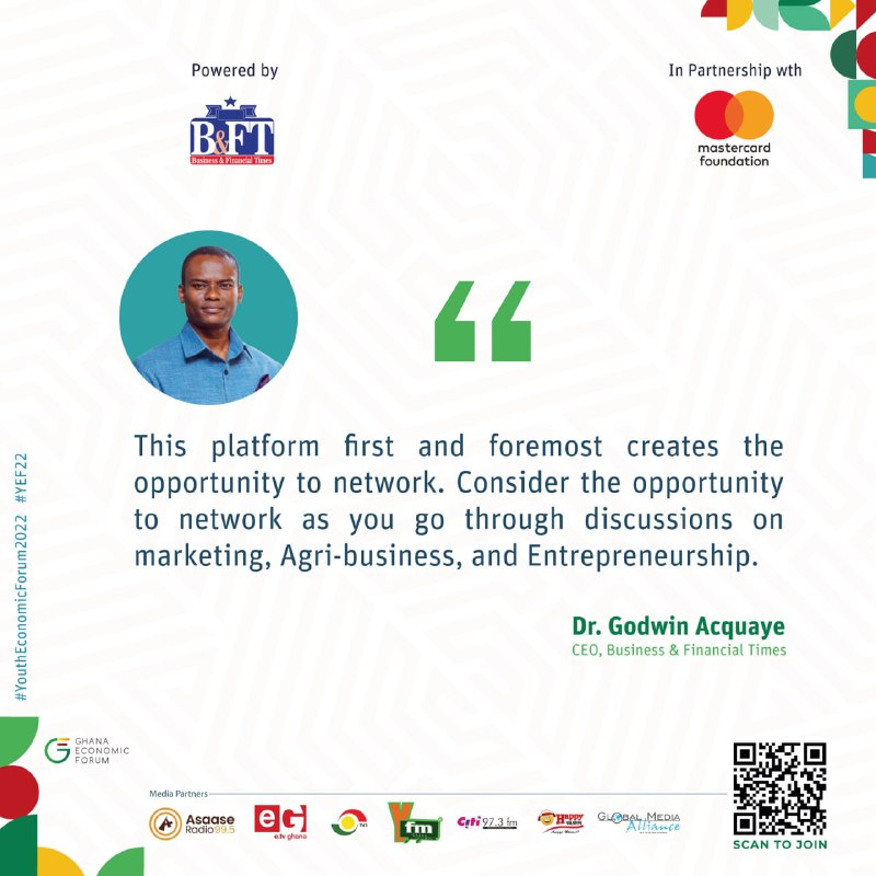 bftghana's tweet photo. Excerpts from the CEO of B&amp;FT's opening remarks.
#YEF22 #YouthEconomicForum22 https://t.co/EpEPCvUQ3s