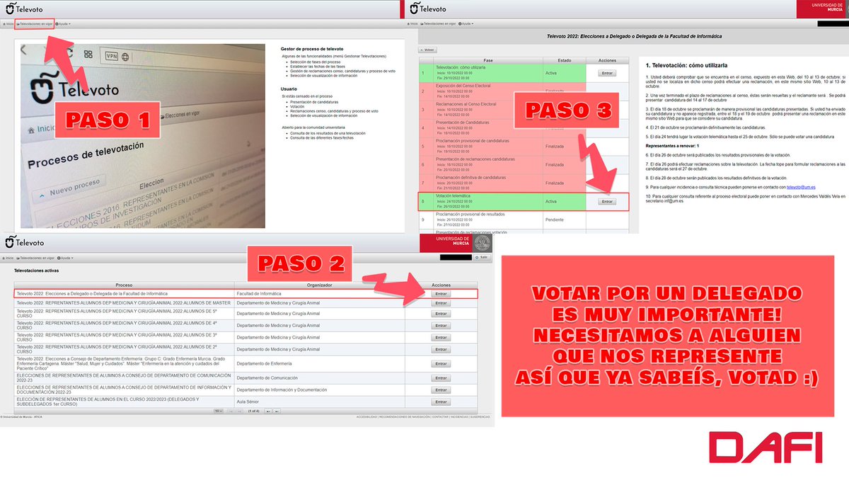 delfi_umu's tweet photo. ¿No has votado por el Delegado de Centro todavía?
¡YA PUEDES VOTAR! 👀👀👀
Aquí tienes una pequeña guía de como hacerlo siguiendo 3 simples pasos al acceder a https://t.co/nY3QB7IeUb ! https://t.co/iFWCKEsesN