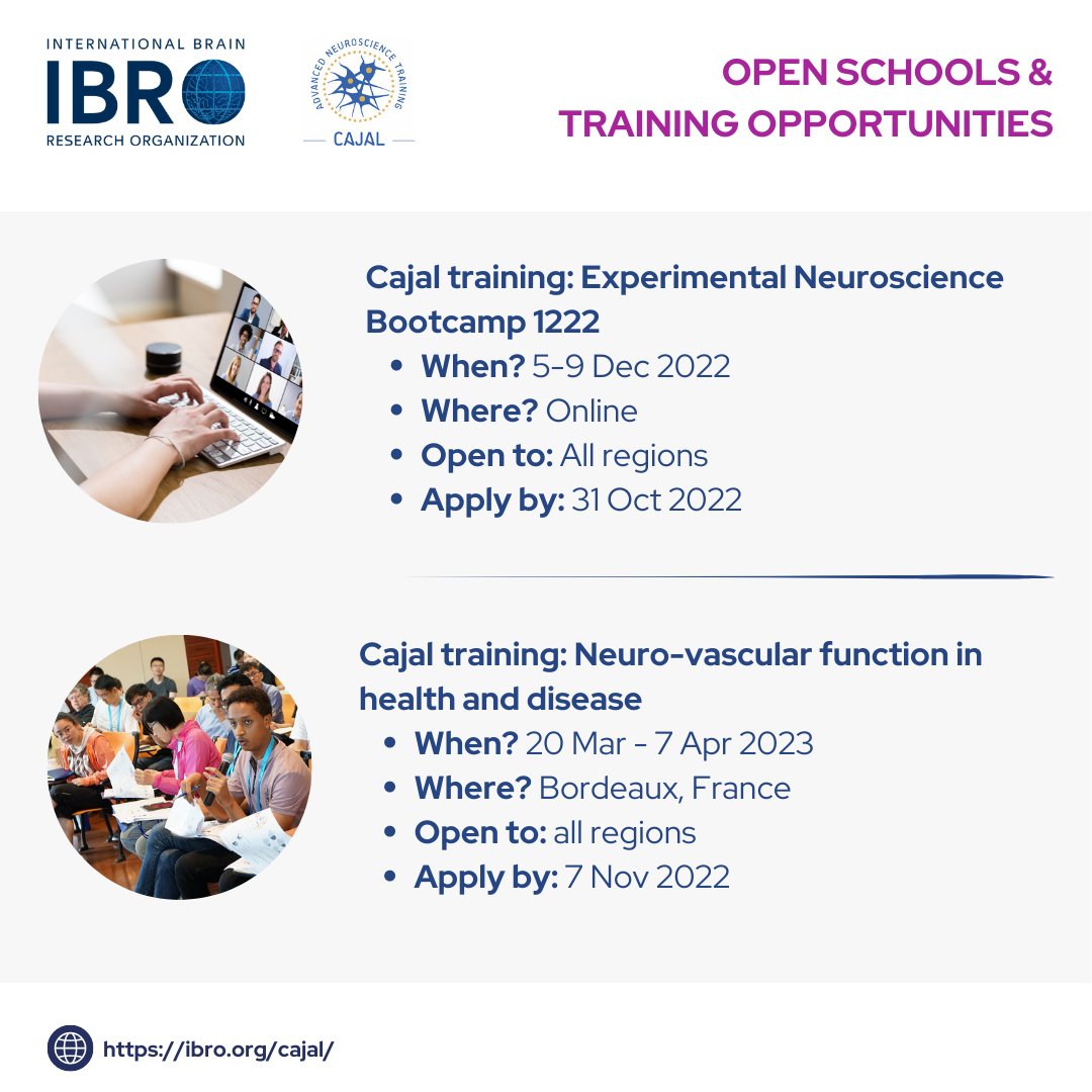 IBROorg's tweet photo. Don't miss the chance to apply for these #Cajal #neuroscience #training opportunities! 📚🔬🧠 

👉 Learn about them here: https://t.co/K4hwol0TF5

#research #career #brain #course #workshop

@Cajal_Training https://t.co/Lk4qeGHh3J