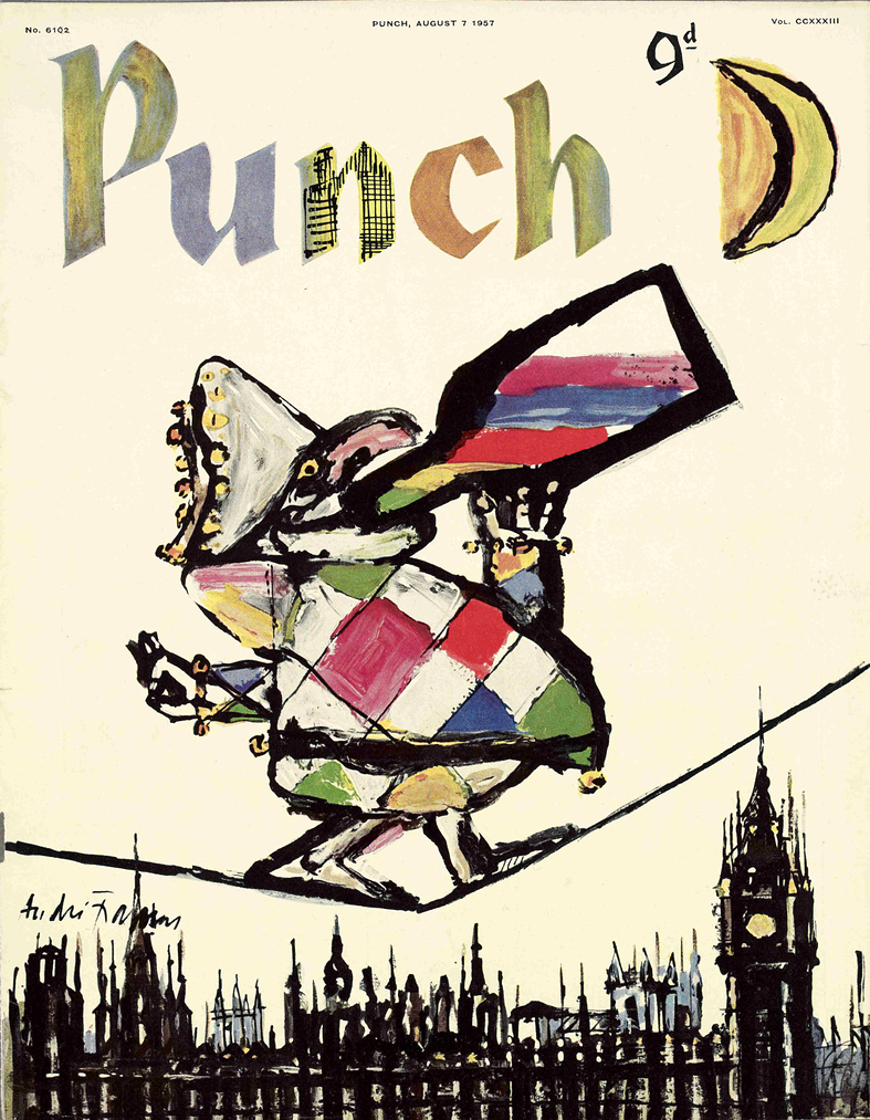 PunchBooks's tweet photo. Today's PUNCH colour cover. We've shown it before. No doubt we'll show it again.... but... André François 1957 #politics #politicians #Westminster #PrimeMinister #ToryLeadershipContest #tightropes #wine #drinking #drinkers https://t.co/JBfXiThxaI