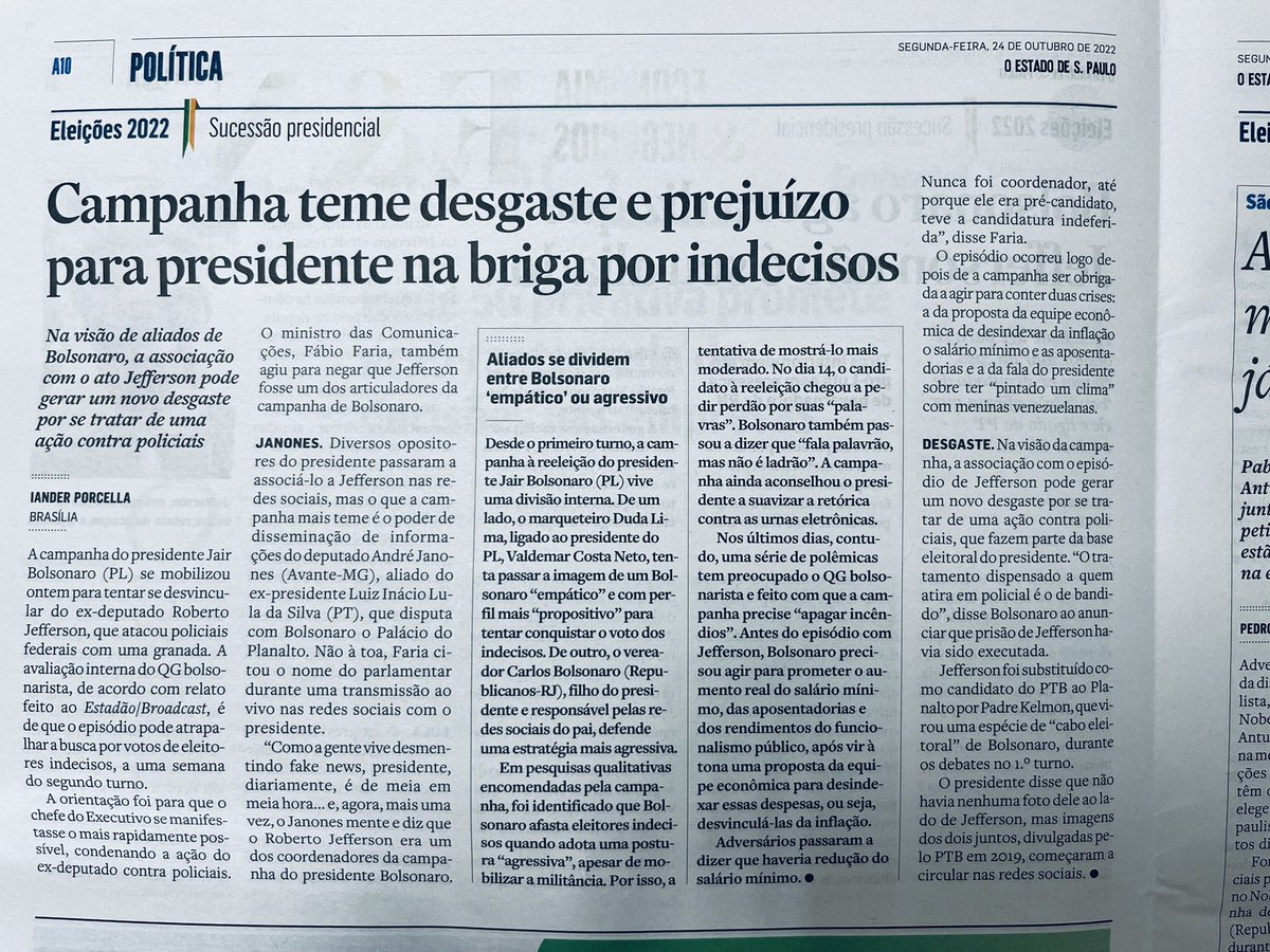 jpacheco_adv's tweet photo. Campanha de Bolsonaro - Estadão de hoje https://t.co/gaPPr5QsW6