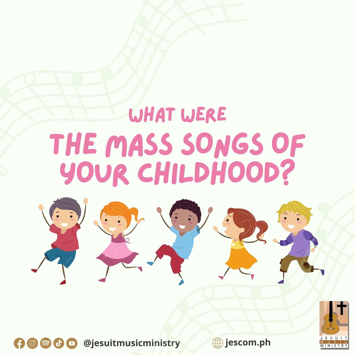 JesuitMusicPH's tweet photo. "For #Throwback, let's look back at the Mass experiences of our youth! What were your favorite Mass songs as kids?  Any lyrics that would get stuck in your head way after Mass?

#Jesuit #Music #JesComPH #JesuitMusic #Catholic #Mass #MassForKids https://t.co/q8O7yKyLxm