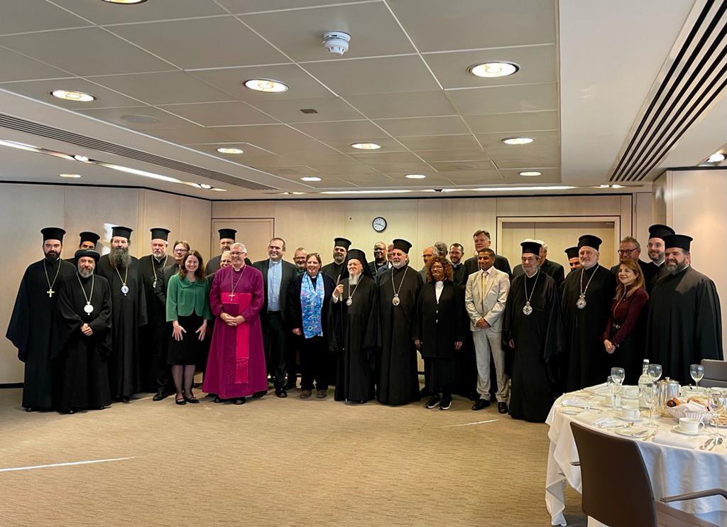 Our General Secretary, Bishop @_mikeroyal, was delighted to join church leaders from across England at this morning’s #ecumenical prayer breakfast as part of His All-Holiness Ecumenical Patriarch Batholomew’s visit. #ChurchesTogether