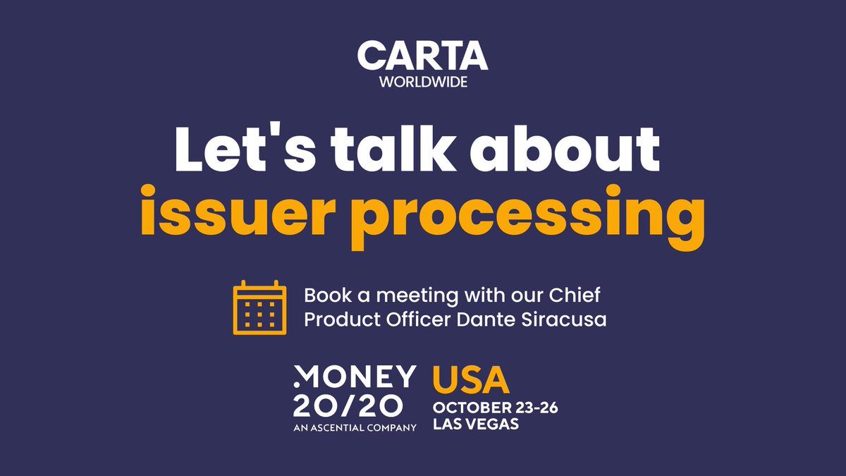 We're at <a href="/money2020/">Money20/20</a> in Las Vegas this week and we'd love to connect with you there. Chief Product Officer Dante Siracusa will be in attendance, so please reach out to him via the connections app to arrange a meeting to discuss your issuing project #money2020usa #money2020