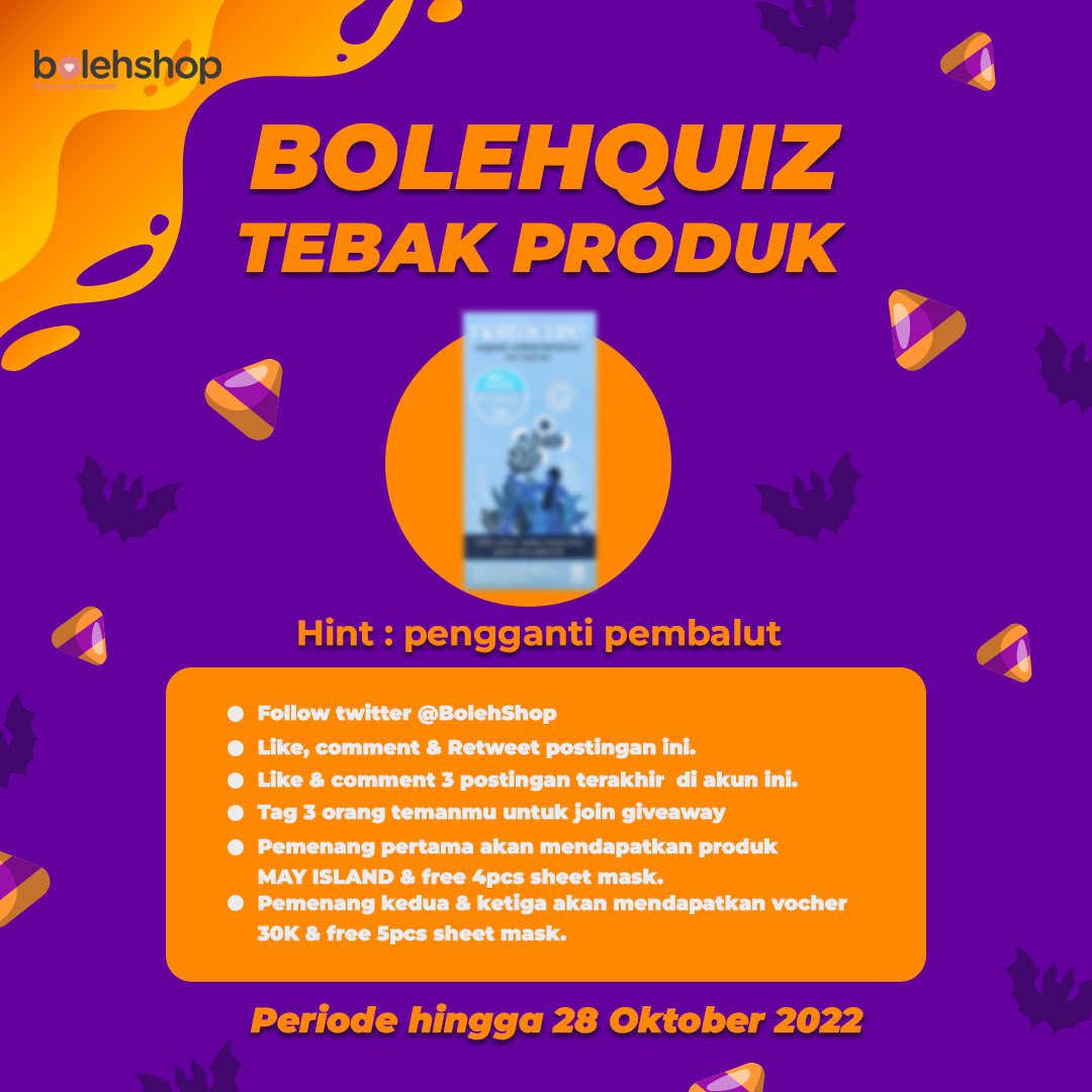 BolehShop's tweet photo. Hai K-Beautiest!

Bolehquiz balik lagi buat bagi hadiah 😚
Langsung aja dijawab quiznya dan jangan lupa ikutin rulesnya ya ✨👌🏻

Goodluck!
#skincaregiveaway #kbeauty #koreanskincare https://t.co/JqqNSGPbIi